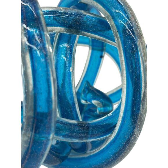 Vintage Art Glass Tangled Knot; Blue with Glittery inclusions; 6" diameter - Picture 5 of 6